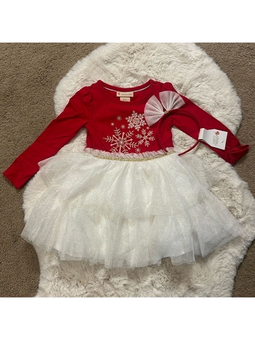 Toddler Girl Christmas Dress and hair accessories